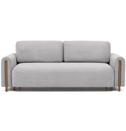 Sofa bed Elcadova Oak, sleeping function, Jarell 03, wavy velvet, grey, H97x97x244cm