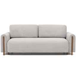Sofa bed Elcadova Oak, sleeping function, Jarell 18, wavy velvet, beige, H97x97x244cm
