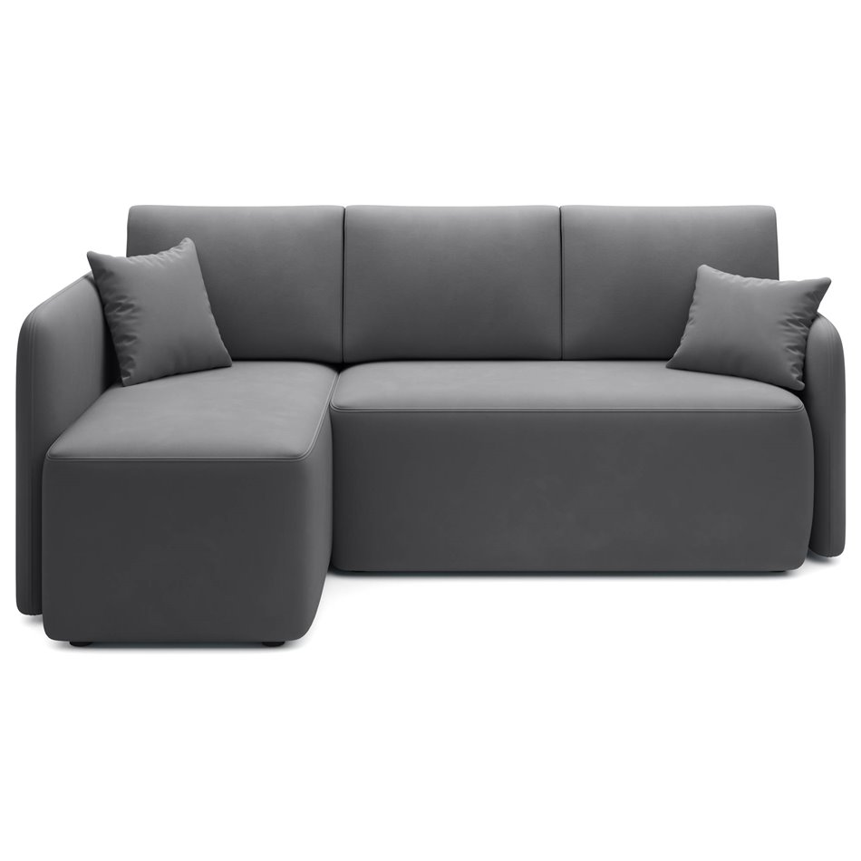 Corner sofa Elhandson L, sleeping function, Sola 6, dark grey, H89x150x206cm