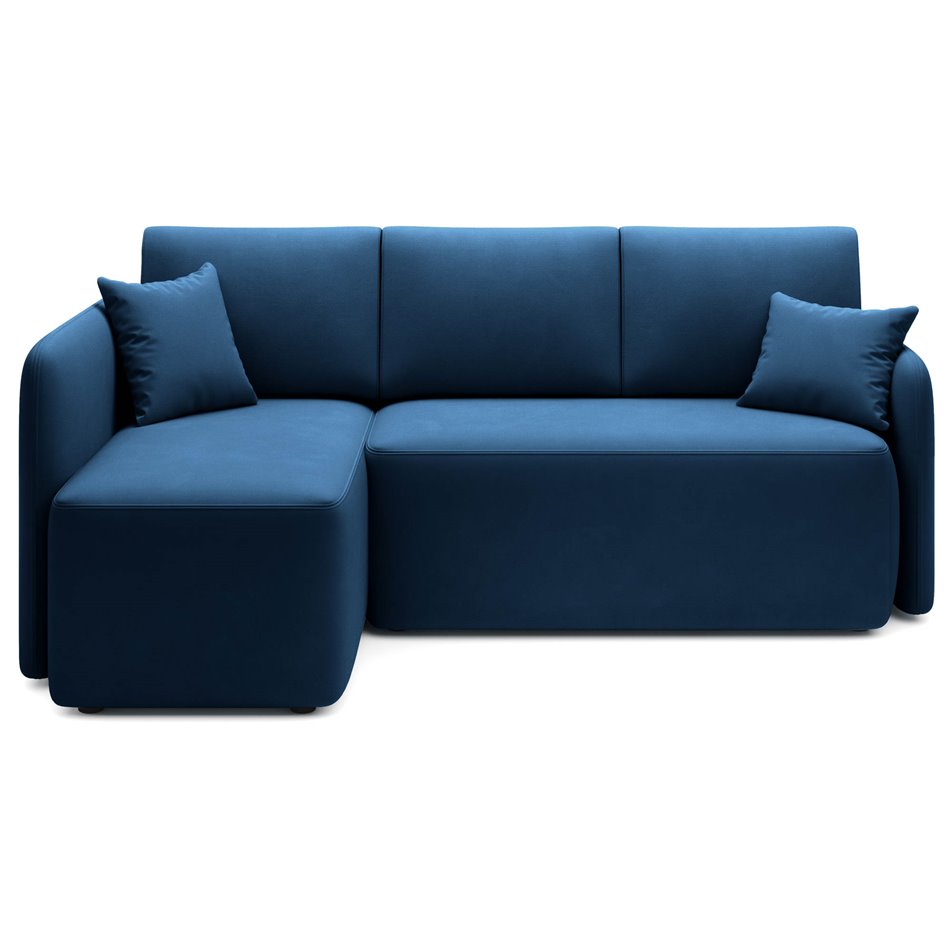 Corner sofa Elhandson L, sleeping function, Lukso 40, velvet, blue, H89x150x206cm