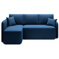 Corner sofa Elhandson L, sleeping function, Lukso 40, velvet, blue, H89x150x206cm