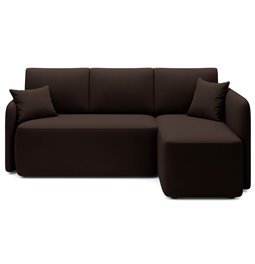 Corner sofa Elhandson R, sleeping function, Lukso 22, velvet, brown, H89x150x206cm