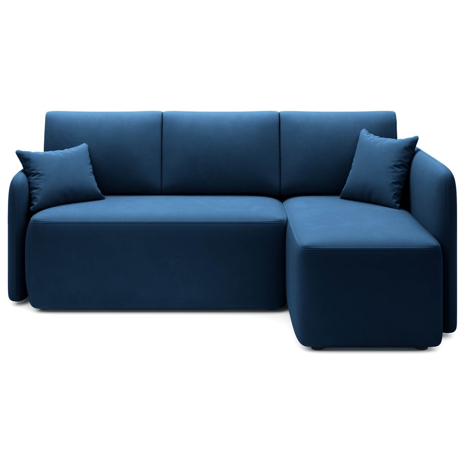 Corner sofa Elhandson R, sleeping function, Lukso 40, velvet, blue, H89x150x206cm