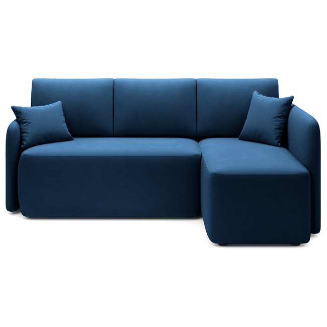 Corner sofa Elhandson R, sleeping function, Lukso 40, velvet, blue, H89x150x206cm