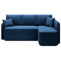 Corner sofa Elhandson R, sleeping function, Lukso 40, velvet, blue, H89x150x206cm