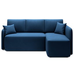 Corner sofa Elhandson R, sleeping function, Lukso 40, velvet, blue, H89x150x206cm
