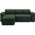 Corner sofa Elume L, sleeping function, Amore 35, Velvetmat 10, bouclé, green, H88x190x287cm