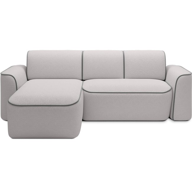 Corner sofa Elume L, sleeping function, Royal 03, Velvetmat 4, bouclé, grey, H88x190x287cm