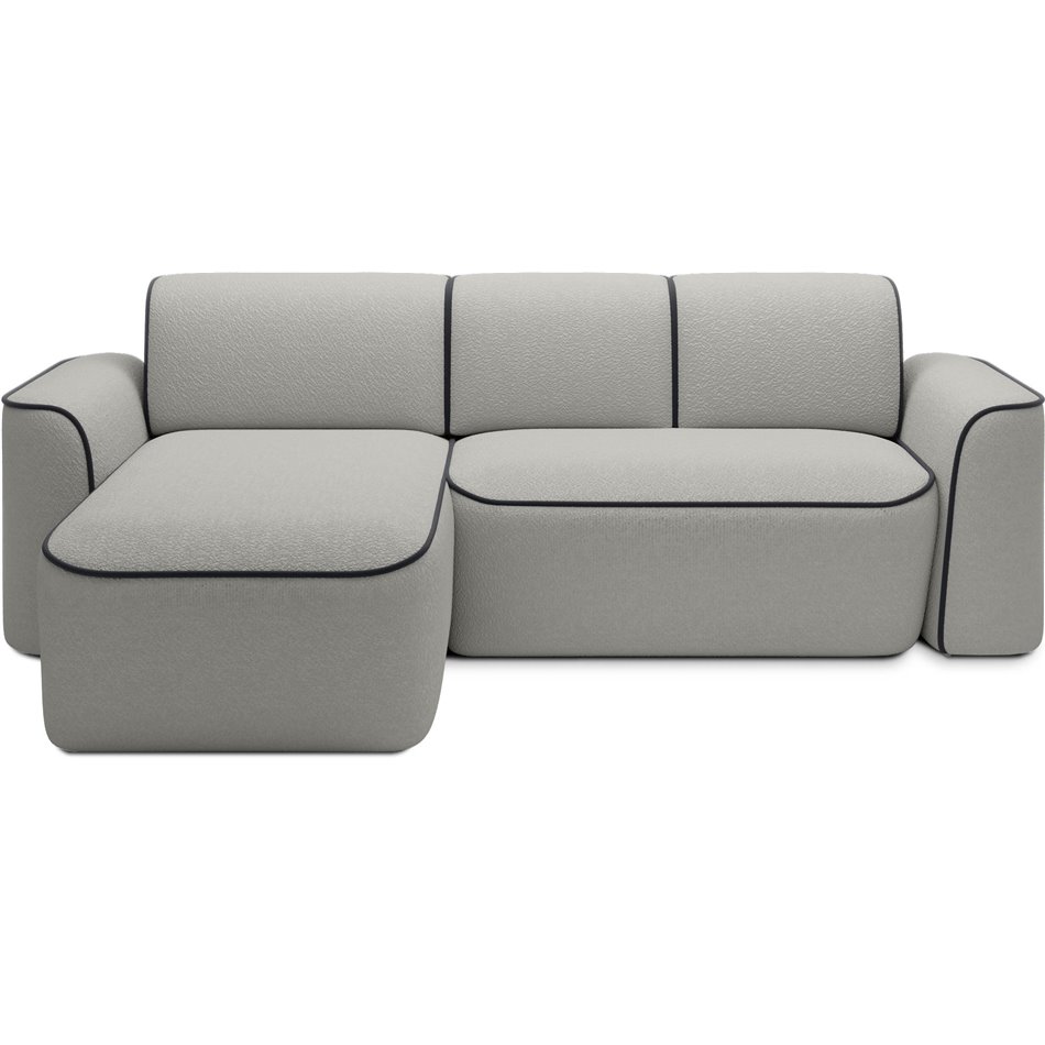 Corner sofa Elume L, sleeping function, Royal 04, Velvetmat 6, bouclé, grey, H88x190x287cm