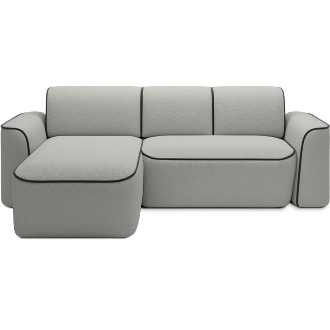Corner sofa Elume L, sleeping function, Royal 04, Velvetmat 6, bouclé, grey, H88x190x287cm