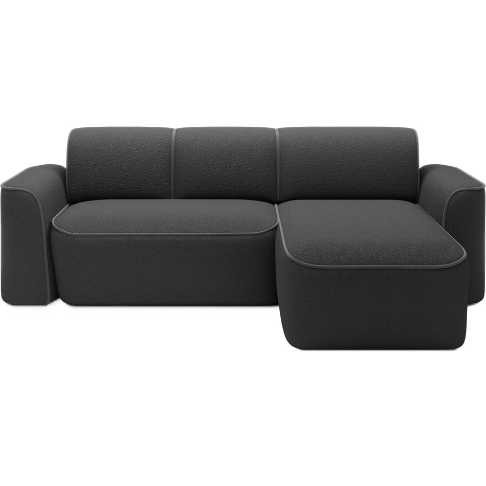 Corner sofa Elume L, sleeping function, Royal 05, Velvetmat 4, bouclé, dark grey, H88x190x287cm