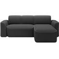 Corner sofa Elume L, sleeping function, Royal 05, Velvetmat 4, bouclé, dark grey, H88x190x287cm