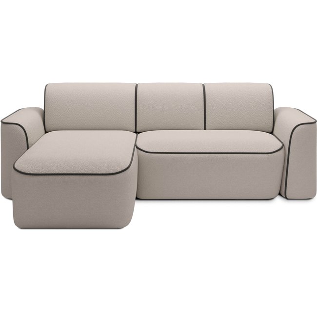 Corner sofa Elume L, sleeping function, Royal 18, Velvetmat 22, bouclé, beige, H88x190x287cm