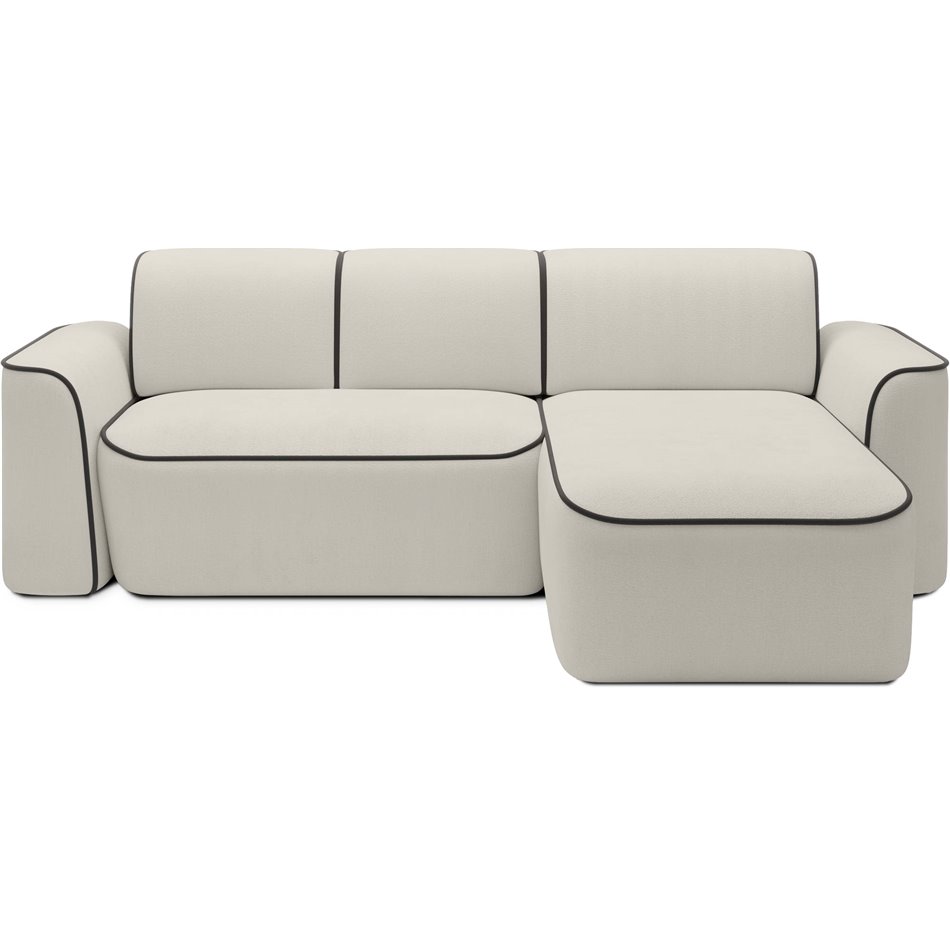 Corner sofa Elume R, sleeping function, Amore 01, Velvetmat 22, bouclé, beige, H88x190x287cm