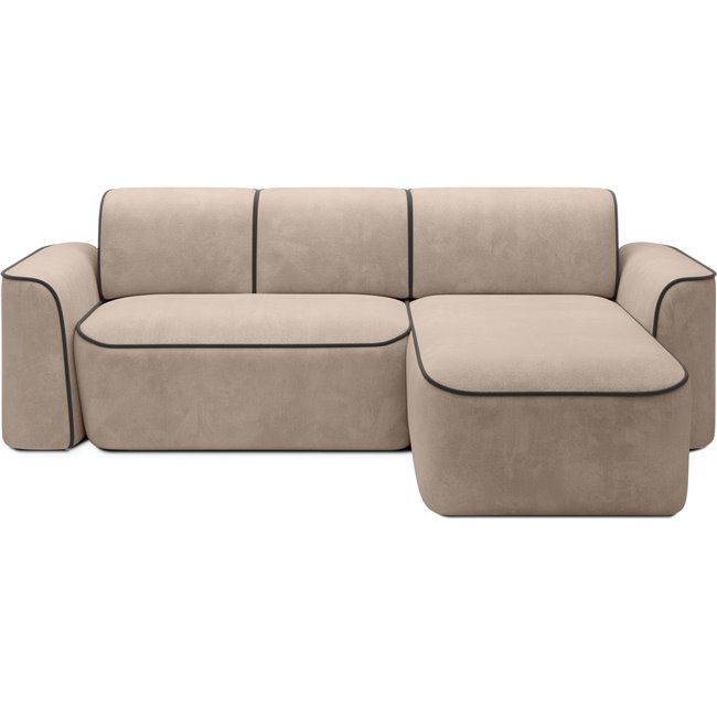 Corner sofa Elume R, sleeping function, Amore 18, Velvetmat 22, bouclé, cream, H88x190x287cm