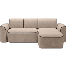 Corner sofa Elume R, sleeping function, Amore 18, Velvetmat 22, bouclé, cream, H88x190x287cm