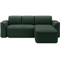 Corner sofa Elume R, sleeping function, Amore 35, Velvetmat 10, bouclé, green, H88x190x287cm