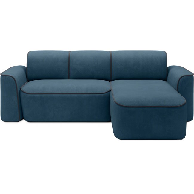 Corner sofa Elume R, sleeping function, Amore 40, Velvetmat 6, bouclé, blue, H88x190x287cm