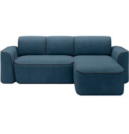 Corner sofa Elume R, sleeping function, Amore 40, Velvetmat 6, bouclé, blue, H88x190x287cm