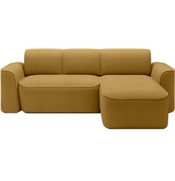 Угловой диван Elume R, с механизмом раскладыванием, Amore 45, Riviera 41, букле, желтый, H88x190x287см