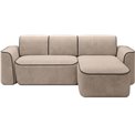 Corner sofa Elume R, sleeping function, Royal 18, Velvetmat 22, bouclé, beige, H88x190x287cm