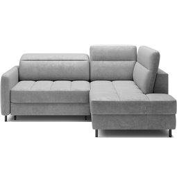 Kampinė sofa Elbare R, ištraukiama, Nube 3, aksomas, pilka sp., H100x160x208