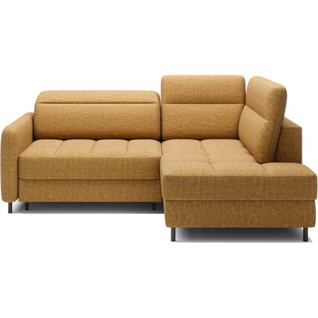Corner sofa Elbare R, sleeping function, Manhattan 45, velvet, yellow, H100x160x208cm
