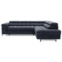 Corner sofa Elferucce R, sleeping function, Aura 40, velvet, dark blue, H93x200x276cm