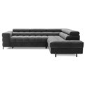 Corner sofa Elferucce R, sleeping function, Paros 06, dark grey, H93x200x276cm