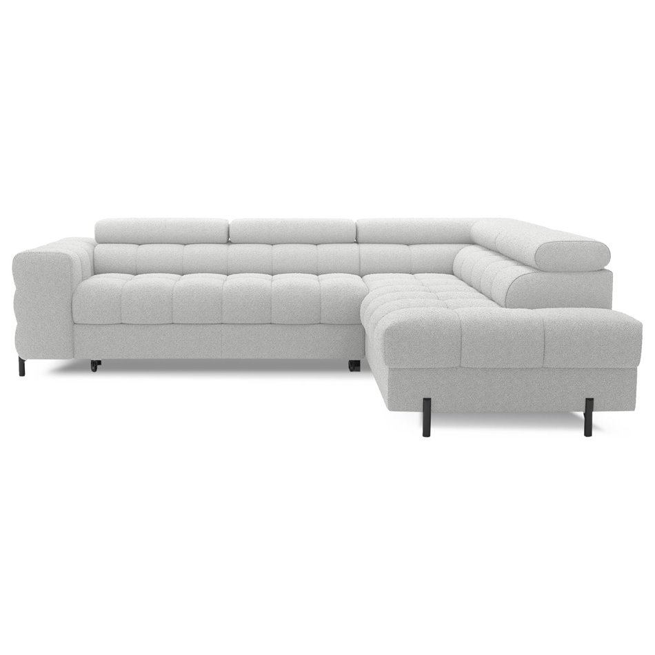 Corner sofa Elferucce R, sleeping function, Royal 03, bouclé, grey, H93x200x276cm