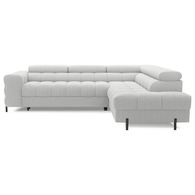 Corner sofa Elferucce R, sleeping function, Royal 03, bouclé, grey, H93x200x276cm