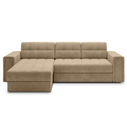 Corner sofa Elveni L/R Reversible, sleeping function, Monolith 09, velvet, beige, H82x150x260cm