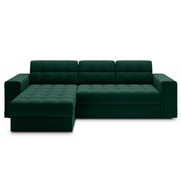 Угловой диван Elveni L/R Reversible, раздвижной, Lukso 35, бархат, зеленый, H82x150x260см