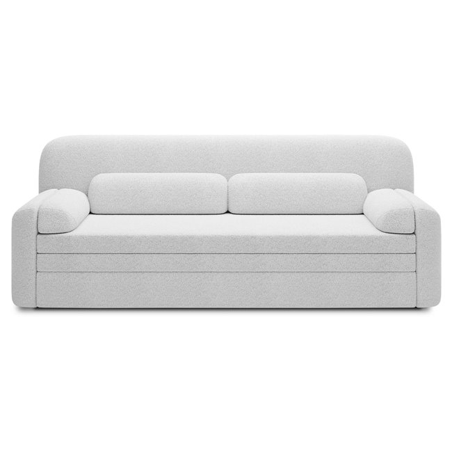 Sofa bed Elioss, sleeping function, Royal 01, bouclé, white, H87x89x236cm