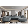 U shape sofa Elouis R, sleeping function, Rekta 100, velvet, grey, H92x202x347cm
