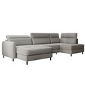 U shape sofa Elberto L, sleeping function, Raquel 04, grey, H100x165x306cm