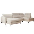 U shape sofa Elberto L, sleeping function, Raquel 18, beige, H100x165x306cm
