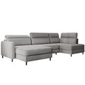 U shape sofa Elberto L, sleeping function, Toscany 03, velvet, grey, H100x165x306cm