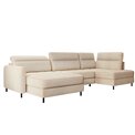 U shape sofa Elberto L, sleeping function, Toscany 18, velvet, beige, H100x165x306cm
