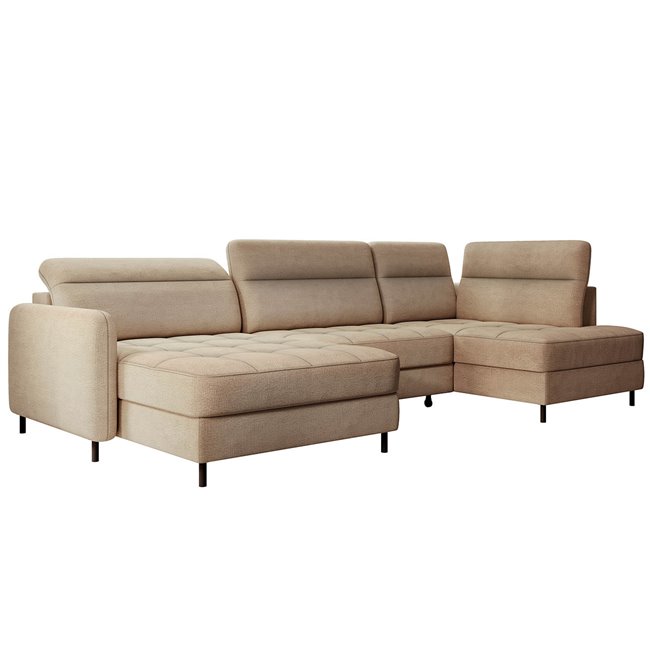 U shape sofa Elberto L, sleeping function, Toscany 20, velvet, brown, H100x165x306cm