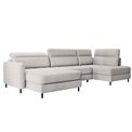 U shape sofa Elberto L, sleeping function, Aubron 03, wavy velvet, grey, H100x165x306cm