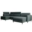 U shape sofa Elberto R, sleeping function, Manhattan 38, velvet, green, H100x165x306cm