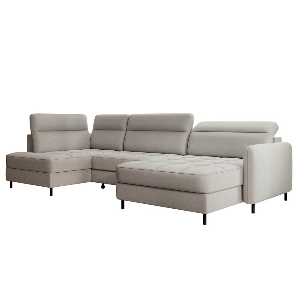 U shape sofa Elberto R, sleeping function, Raquel 03, grey, H100x165x306cm