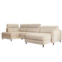 U shape sofa Elberto R, sleeping function, Toscany 18, velvet, beige, H100x165x306cm