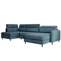 U shape sofa Elberto R, sleeping function, Toscany 40, velvet, blue, H100x165x306cm
