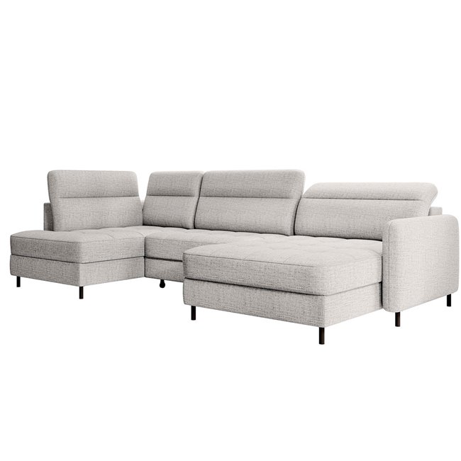 П-образный угловой диван Elberto R, раздвижной, Aubron 03, волнистый бархат, серый, H100x165x306см