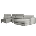 U shape sofa Elberto R, sleeping function, Aubron 04, wavy velvet, grey, H100x165x306cm
