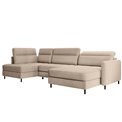 U shape sofa Elberto R, sleeping function, Aubron 20, wavy velvet, beige, H100x165x306cm