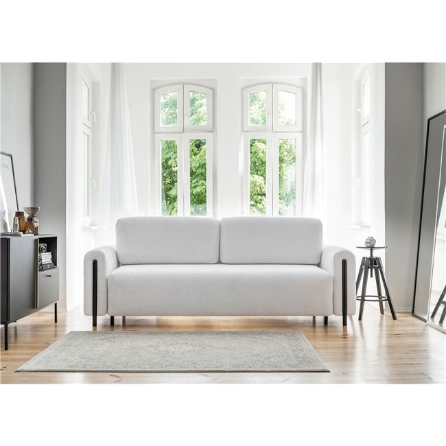 Sofa bed Elcadova Black, sleeping function, Royal 03, bouclé, grey, H97x97x244cm