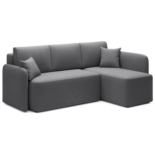 Corner sofa Elhandson R, sleeping function, Sola 6, dark grey, H89x150x206cm